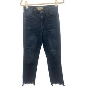 Democracy "Ab"Technology Dark Wash Frayed Hem Denim Skinny Ankle Jeans 2P